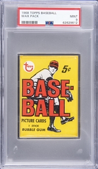 1968 Topps Baseball Unopened Five-Cent Wax Pack – PSA MINT 9